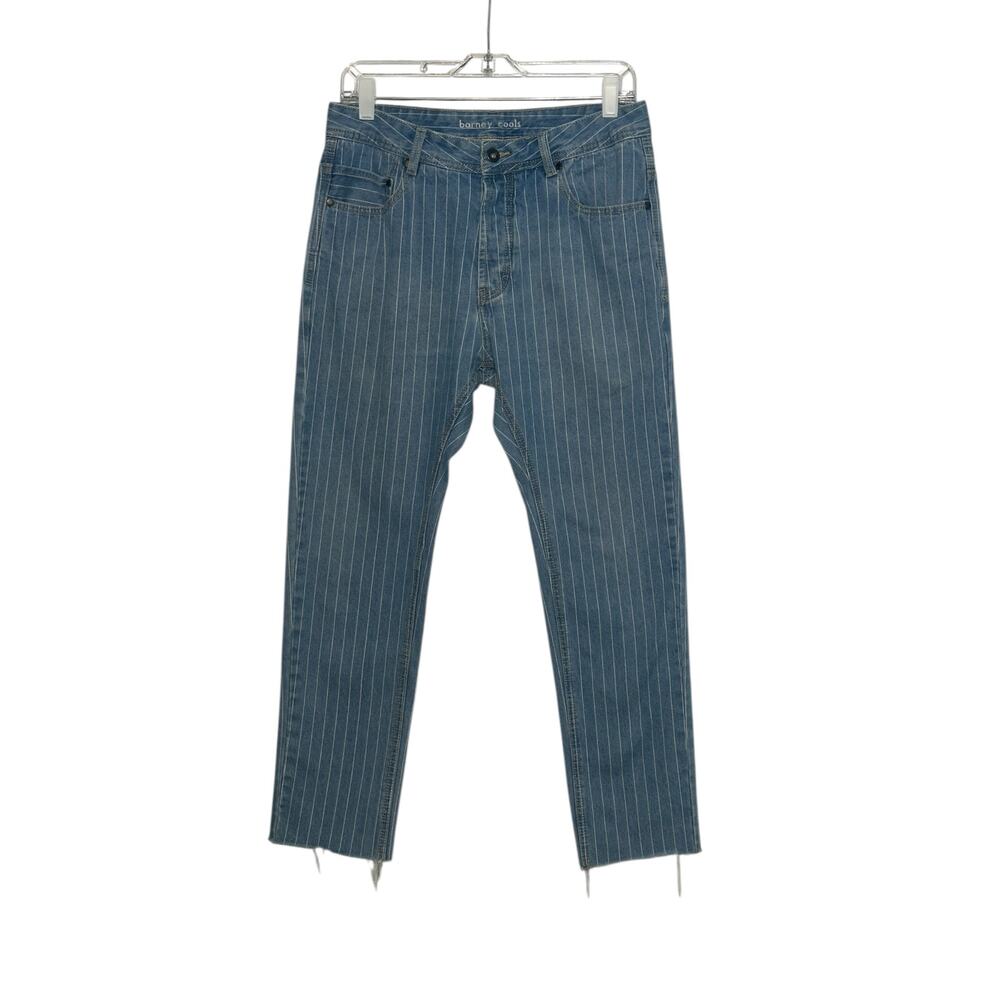 Barney Cools blue pinstripe relaxed ankle jeans size 30